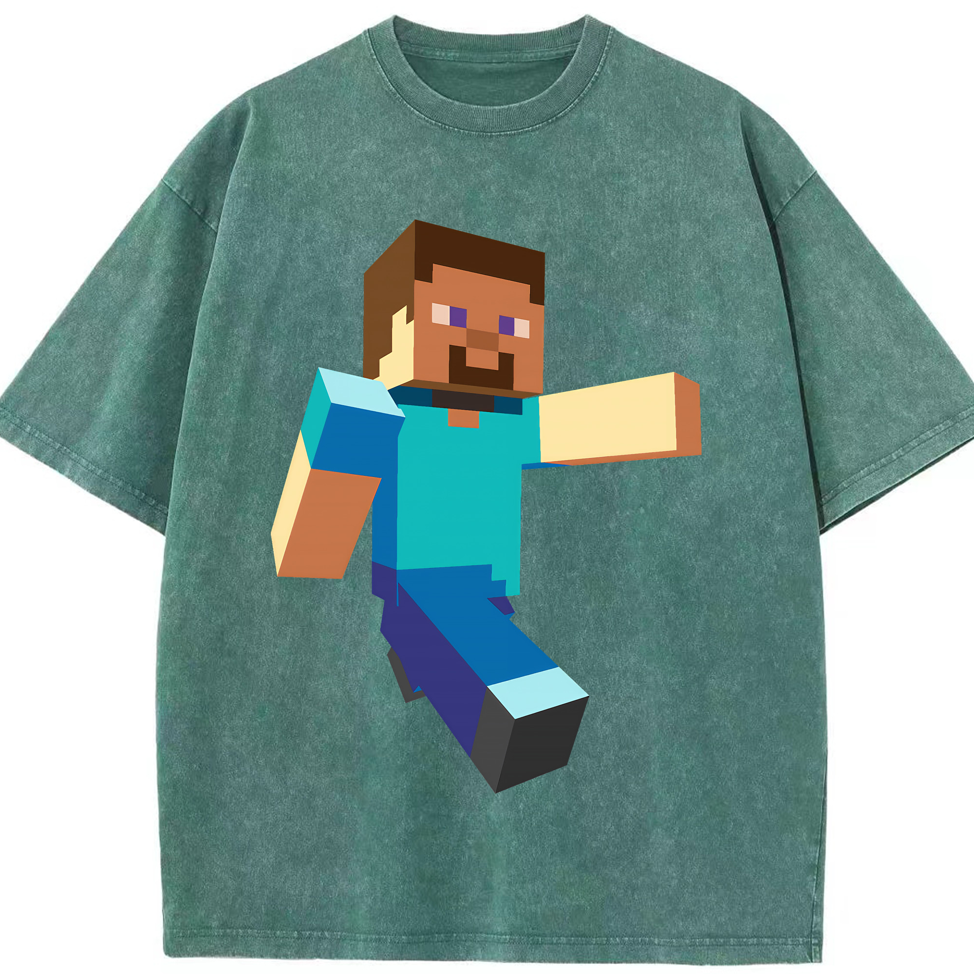 （画像用） マインクラフト ブロックの世界 Minecraft MC Block world 綿100% ヴィンテージ風 半袖Tシャツ（フロントプリント）